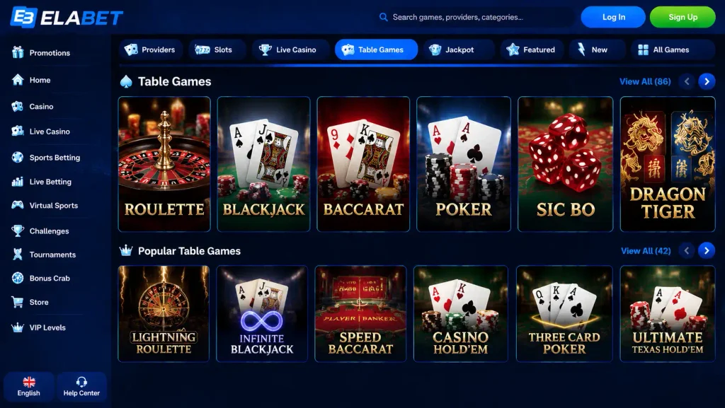 Roulette, Blackjack, Baccarat and Other Table Games
